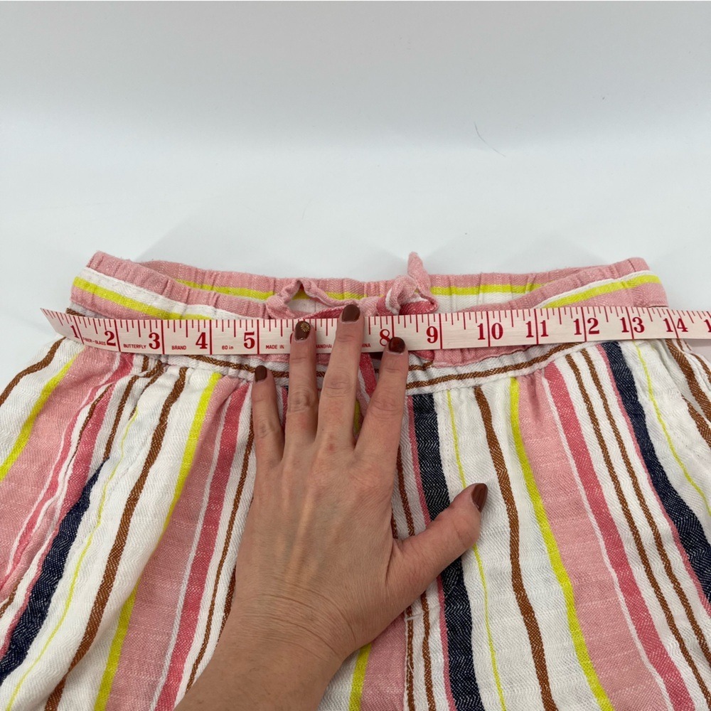 ⭐️3 for $30Old Navy Pink Striped Wide Leg Drawstring Linen Blend Pants Womens XS - Picture 7 of 11